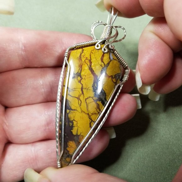 Stone Canyon Jasper Silver Wire Wrapped Pendant - Picture 9 of 16
